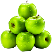 ai generiert drei Grün Äpfel Kreis gesund scheinen png