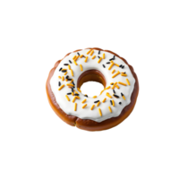 ai généré cuit Donut avec coloré arrose isolé sur transparent Contexte png