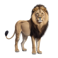 AI generated African lion standing isolated on transparent background png