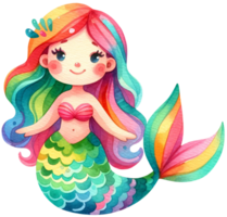 ai generado acuarela sirena fantasía vistoso personaje ilustración ai generativo png