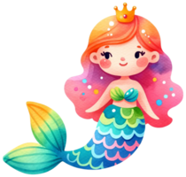 ai generado acuarela sirena fantasía vistoso personaje ilustración ai generativo png