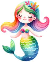 ai generato acquerello sirena fantasia colorato personaggio illustrazione ai generativo png