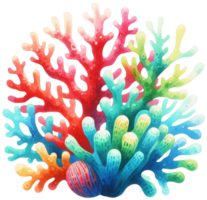 AI generated Colorful sea coral watercolor illustration AI Generative png