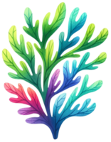 AI generated Colorful seaweed ocean flora watercolor illustration AI Generative png