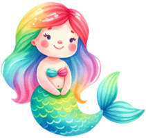 ai generado acuarela sirena fantasía vistoso personaje ilustración ai generativo png