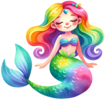 AI generated Watercolor mermaid fantasy Colorful character illustration AI Generative png