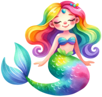 ai generato acquerello sirena fantasia colorato personaggio illustrazione ai generativo png