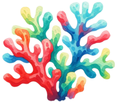 ai genererad färgrik hav korall vattenfärg illustration ai generativ png