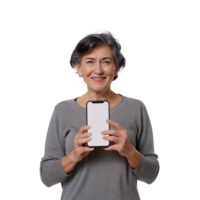 AI generated isolated people holding phone showing white screen png