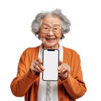 AI generated isolated people holding phone showing white screen png