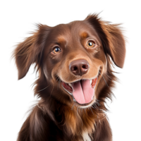 ai generado muy contento sonriente perro retrato aislado en transparente fondo, creado con generativo ai png