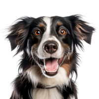 ai gerado muito feliz sorridente cachorro retrato isolado em transparente fundo, criada com generativo ai png