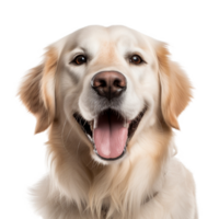 ai generado muy contento sonriente perro retrato aislado en transparente fondo, creado con generativo ai png