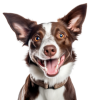 ai gerado muito feliz sorridente cachorro retrato isolado em transparente fundo, criada com generativo ai png