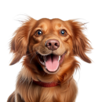 ai generado muy contento sonriente perro retrato aislado en transparente fondo, creado con generativo ai png