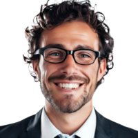 AI generated business man with glasses smiling png