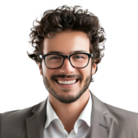 AI generated business man with glasses smiling png