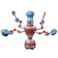 3d ilustração robô tecnologia robô chefe de cozinha png