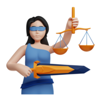 3d ilustración ley dama justicia png