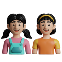 3d ilustración familia dos hermanas png