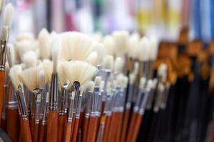 Group artistic paintbrushes for artist New paint brushes photo