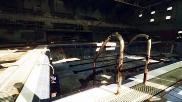 An abandoned swimming pool in an old building video