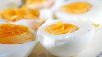 close up of bowel egg in a bowl on table video