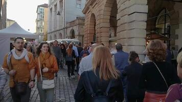 Crowd of people in the square in Rovigo video