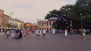 VERONA ITALY 11 SEPTEMBER 2020 View of the Arena in Verona and Bra square video