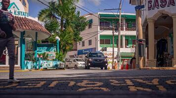 Center of the Caribbean town of Bayahibe shot in Time Lapse video