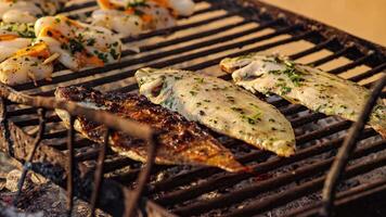 Tasty Grilled sole food detail video