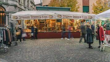 ROVIGO ITALY 29 OCTOBER 2021 Time Lapse of Street market stall video