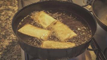 Spring Rolls Deep Frying video