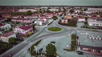 Aerial Hyperlapse of Traffic Roundabout in a Small Italian Village video