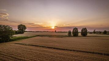 Orange Sunset Hyperlapse over Organic Countryside Fields video