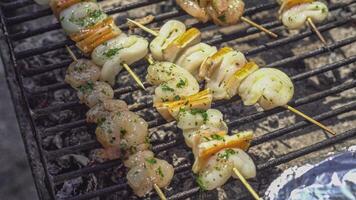 Fish skewer on the grill 6 video