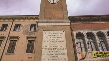 Giuseppe Garibaldi square ancient bell tower in Rovigo video