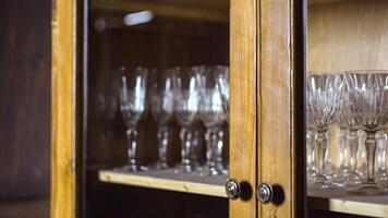 Antique glasses inside the cupboard video