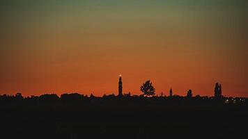 City countryside sunset silhouette video