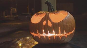 Halloween pumpkin detail in outdoor video