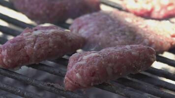 carne en el lento movimiento parrilla video