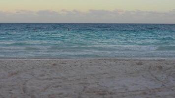 Overview of the sea at Xpu Ha Beach at sunset video