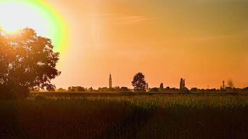 oranje zonsondergang landschap video