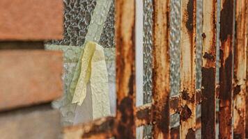 Broken window with rusty bars video