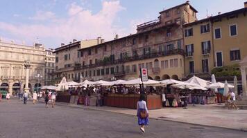VERONA ITALY 11 SEPTEMBER 2020 View of Piazza delle Erbe in Verona in Italy video