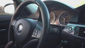 ROME ITALY 25 APRIL 2021 Dashboard of the car while it is being driven video