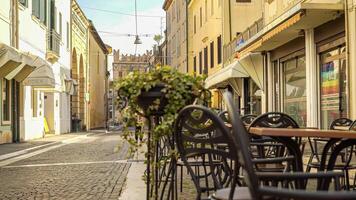 ROVIGO ITALY 14 APRIL 2022 Italian town of Rovigo with Vittorio Emanuele square in a summer sunny day video