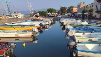 BARDOLINO ITALY 16 SEPTEMBER 2020 Port on Garda Lake of Bardolino with boats video