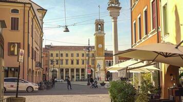 ROVIGO ITALY 14 APRIL 2022 Italian town of Rovigo with Vittorio Emanuele square in a summer sunny day video