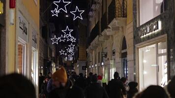 Verona Italy 17 December 2022 Verona alley with Christmas lights at night video